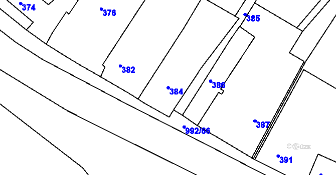 Parcela st. 384 v KÚ Srubec, Katastrální mapa