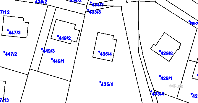 Parcela st. 435/4 v KÚ Srubec, Katastrální mapa