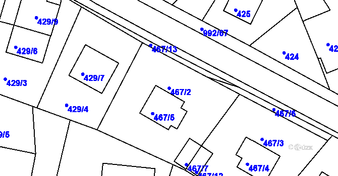 Parcela st. 467/2 v KÚ Srubec, Katastrální mapa