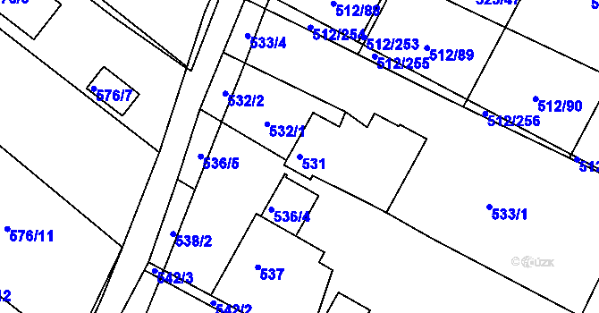 Parcela st. 531 v KÚ Srubec, Katastrální mapa