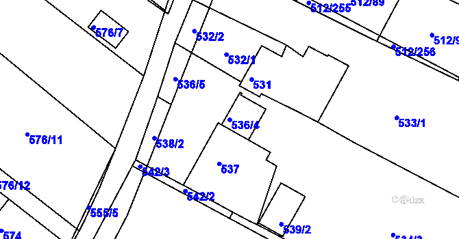Parcela st. 536/4 v KÚ Srubec, Katastrální mapa