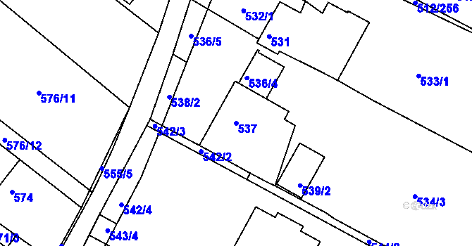 Parcela st. 537 v KÚ Srubec, Katastrální mapa