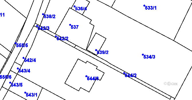 Parcela st. 539/2 v KÚ Srubec, Katastrální mapa