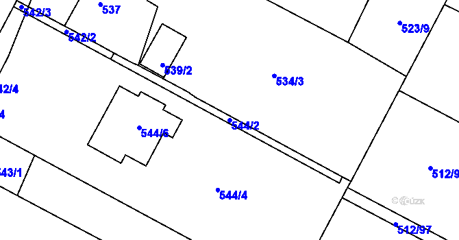 Parcela st. 544/2 v KÚ Srubec, Katastrální mapa