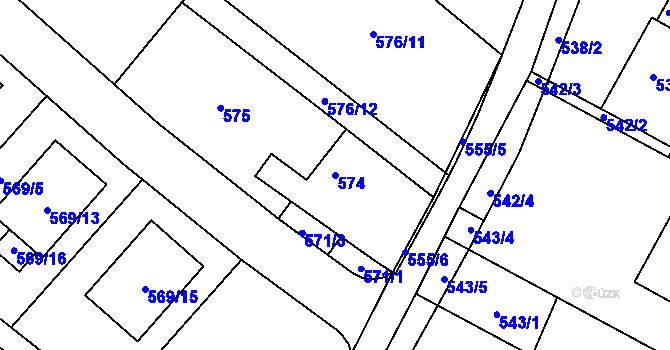Parcela st. 574 v KÚ Srubec, Katastrální mapa