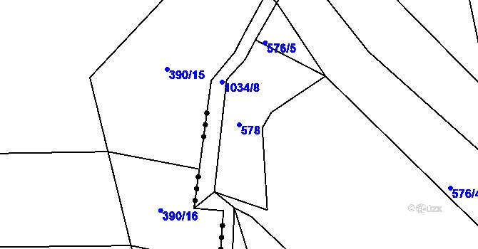Parcela st. 578 v KÚ Srubec, Katastrální mapa
