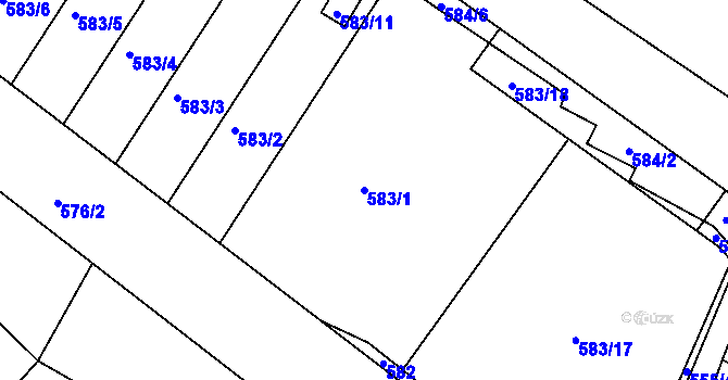 Parcela st. 583/1 v KÚ Srubec, Katastrální mapa