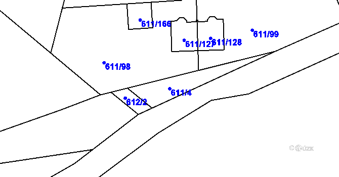 Parcela st. 611/4 v KÚ Srubec, Katastrální mapa
