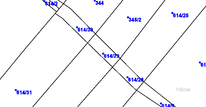 Parcela st. 614/29 v KÚ Srubec, Katastrální mapa