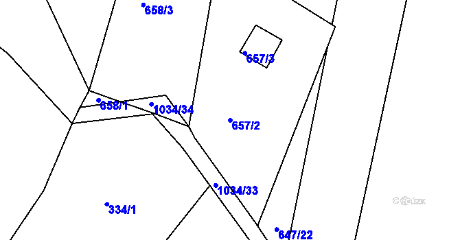 Parcela st. 657/2 v KÚ Srubec, Katastrální mapa