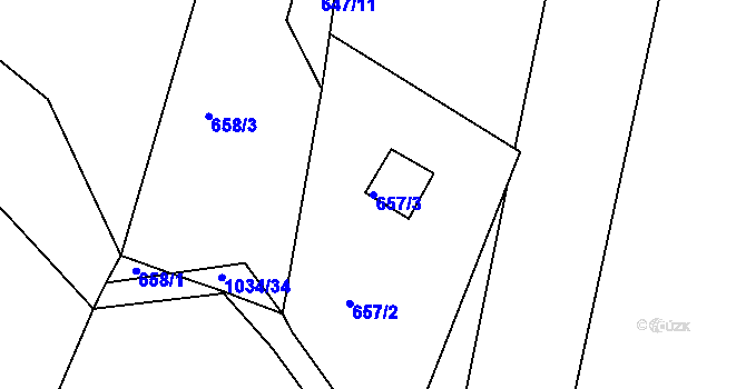 Parcela st. 657/3 v KÚ Srubec, Katastrální mapa