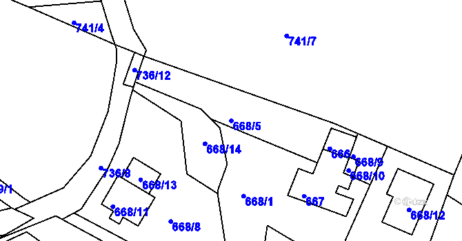 Parcela st. 668/5 v KÚ Srubec, Katastrální mapa
