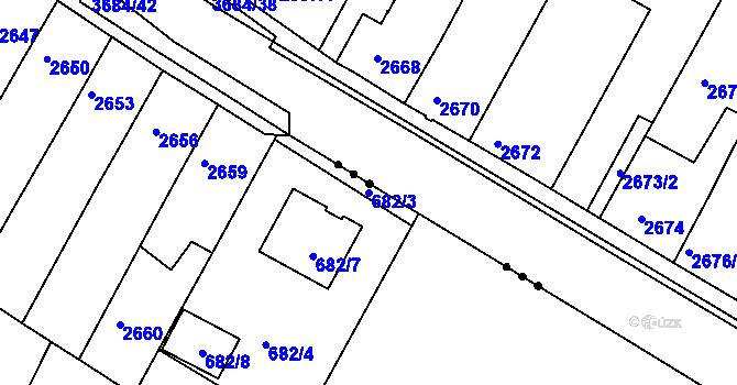 Parcela st. 682/3 v KÚ Srubec, Katastrální mapa