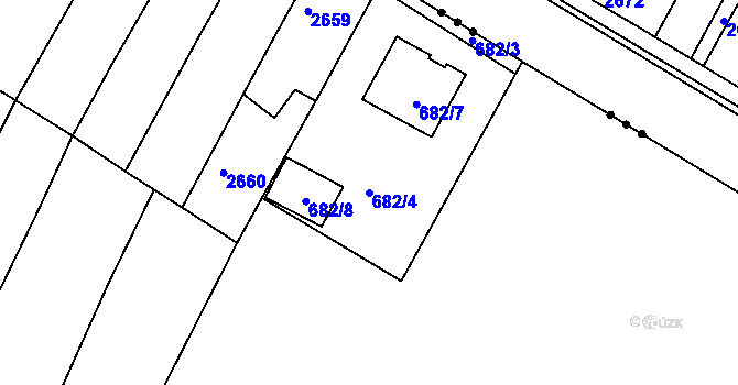 Parcela st. 682/4 v KÚ Srubec, Katastrální mapa