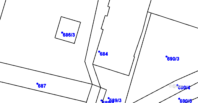 Parcela st. 684 v KÚ Srubec, Katastrální mapa