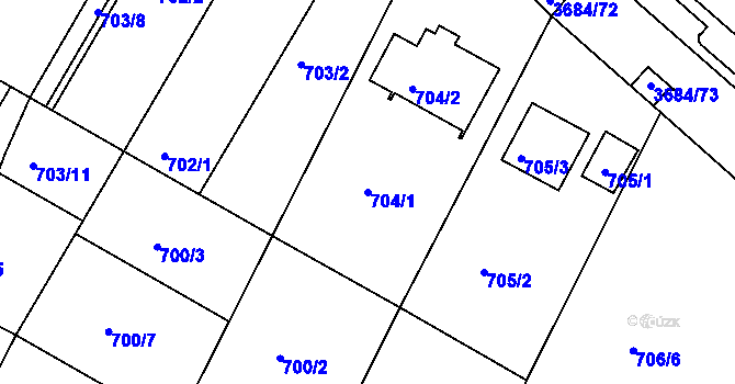 Parcela st. 704/1 v KÚ Srubec, Katastrální mapa