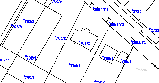 Parcela st. 704/2 v KÚ Srubec, Katastrální mapa