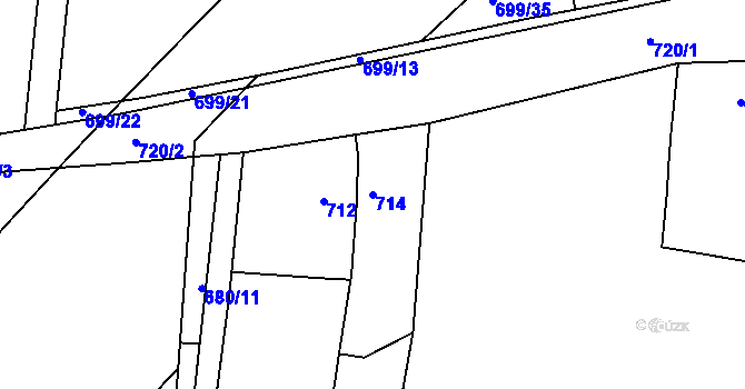 Parcela st. 714 v KÚ Srubec, Katastrální mapa