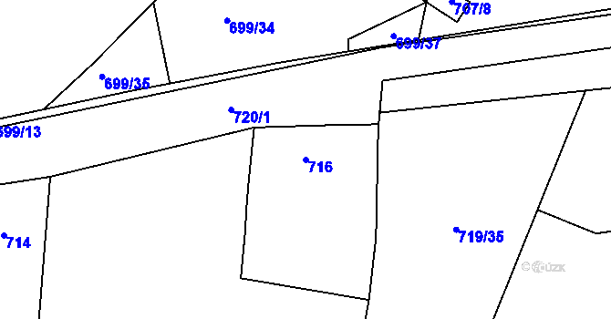 Parcela st. 716 v KÚ Srubec, Katastrální mapa