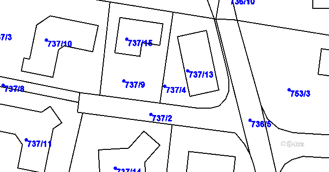 Parcela st. 737/4 v KÚ Srubec, Katastrální mapa