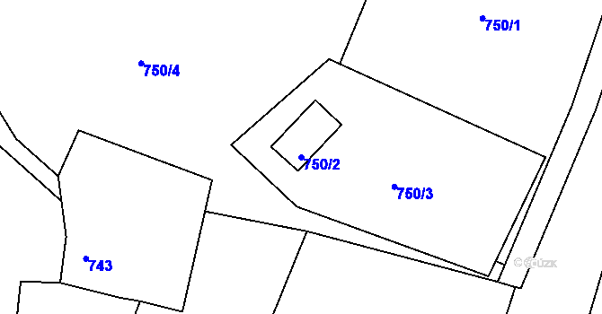 Parcela st. 750/2 v KÚ Srubec, Katastrální mapa