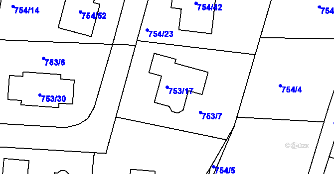 Parcela st. 753/17 v KÚ Srubec, Katastrální mapa