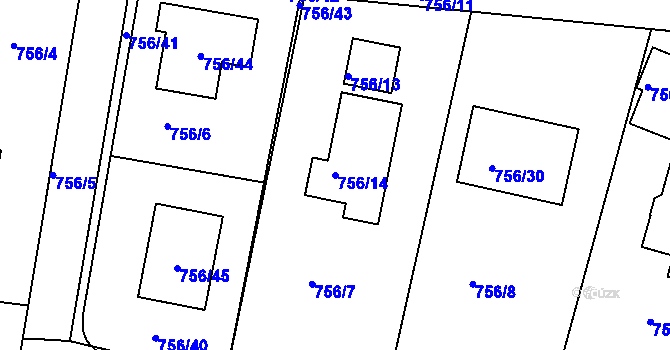 Parcela st. 756/14 v KÚ Srubec, Katastrální mapa