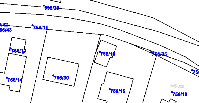 Parcela st. 756/16 v KÚ Srubec, Katastrální mapa