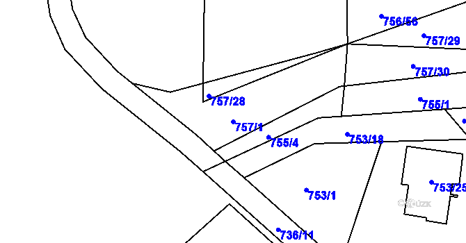 Parcela st. 757/1 v KÚ Srubec, Katastrální mapa