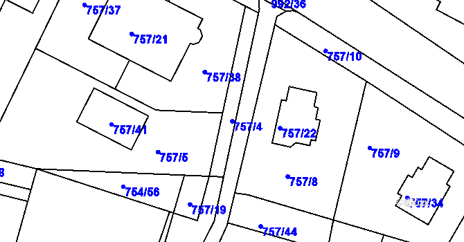 Parcela st. 757/4 v KÚ Srubec, Katastrální mapa