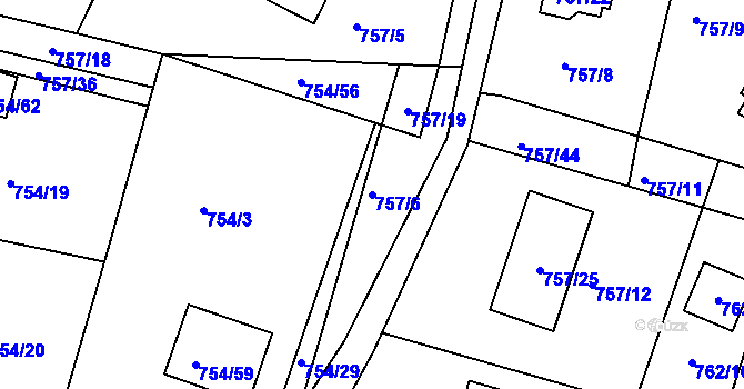Parcela st. 757/6 v KÚ Srubec, Katastrální mapa