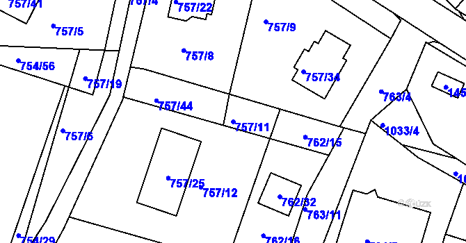 Parcela st. 757/11 v KÚ Srubec, Katastrální mapa