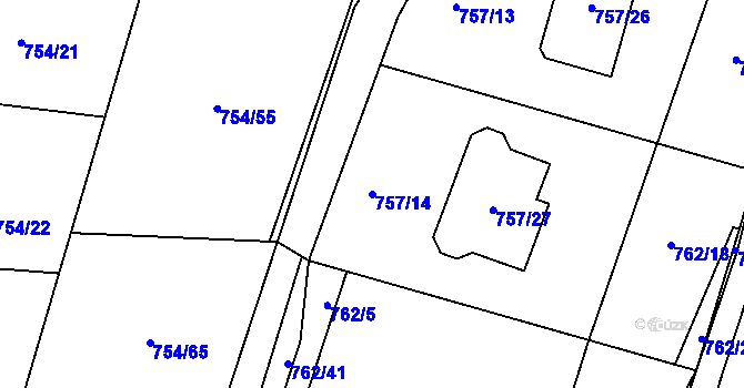 Parcela st. 757/14 v KÚ Srubec, Katastrální mapa
