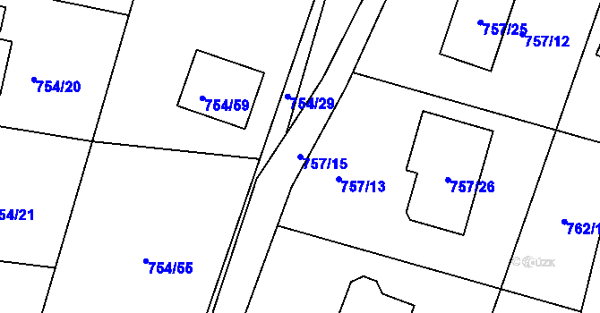 Parcela st. 757/15 v KÚ Srubec, Katastrální mapa