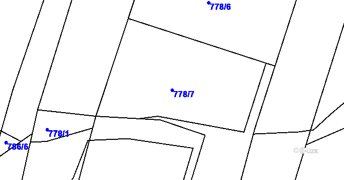 Parcela st. 778/7 v KÚ Srubec, Katastrální mapa