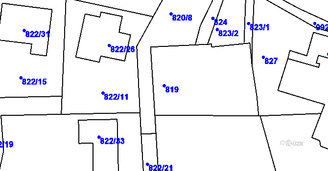 Parcela st. 819 v KÚ Srubec, Katastrální mapa