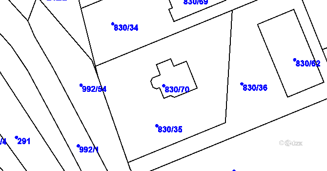 Parcela st. 830/70 v KÚ Srubec, Katastrální mapa