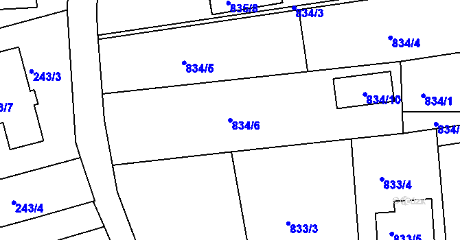 Parcela st. 834/6 v KÚ Srubec, Katastrální mapa
