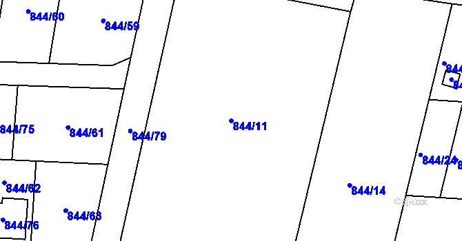 Parcela st. 844/11 v KÚ Srubec, Katastrální mapa