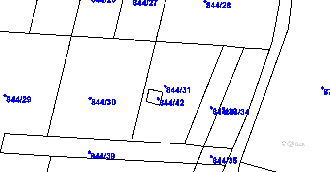Parcela st. 844/31 v KÚ Srubec, Katastrální mapa