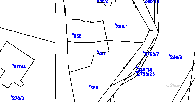 Parcela st. 867 v KÚ Srubec, Katastrální mapa