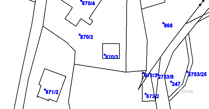 Parcela st. 870/3 v KÚ Srubec, Katastrální mapa