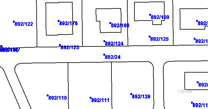 Parcela st. 892/24 v KÚ Srubec, Katastrální mapa