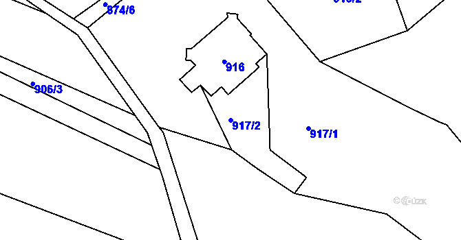 Parcela st. 917/2 v KÚ Srubec, Katastrální mapa