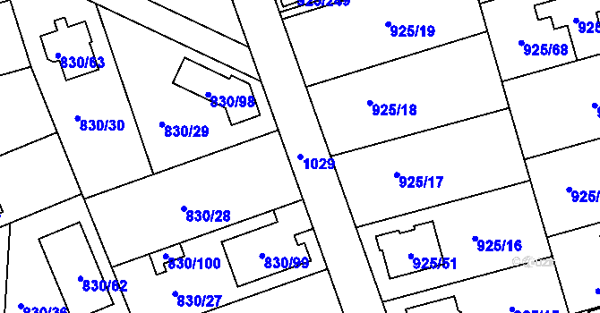 Parcela st. 1029 v KÚ Srubec, Katastrální mapa