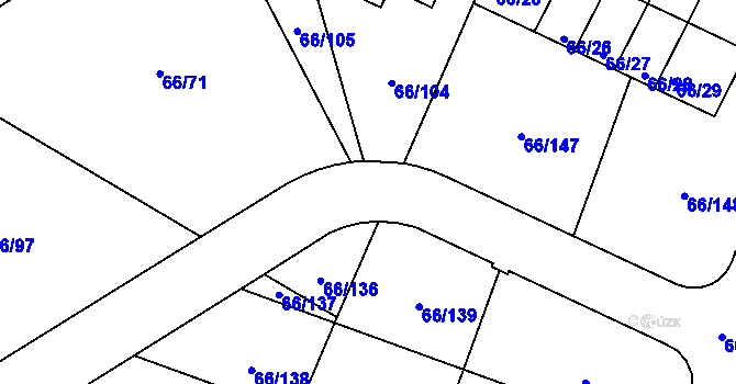 Parcela st. 66/134 v KÚ Srubec, Katastrální mapa
