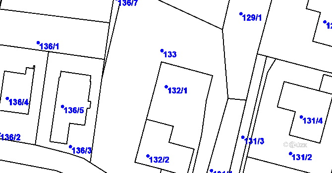 Parcela st. 132/1 v KÚ Srubec, Katastrální mapa