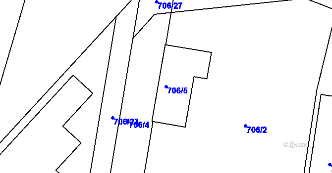 Parcela st. 706/5 v KÚ Srubec, Katastrální mapa