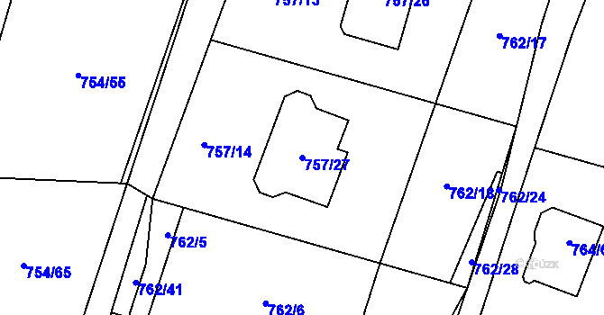 Parcela st. 757/27 v KÚ Srubec, Katastrální mapa