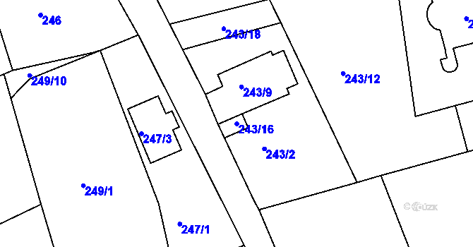 Parcela st. 243/16 v KÚ Srubec, Katastrální mapa